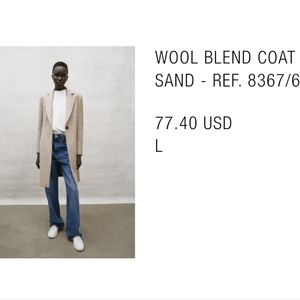 Zara wool blend coat in color sand